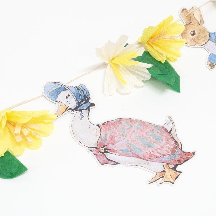 Peter Rabbit Garland, Includes 5 Peter Rabbit and Friends Characters and 6 Flower Pennants - Cohasset Party Supply