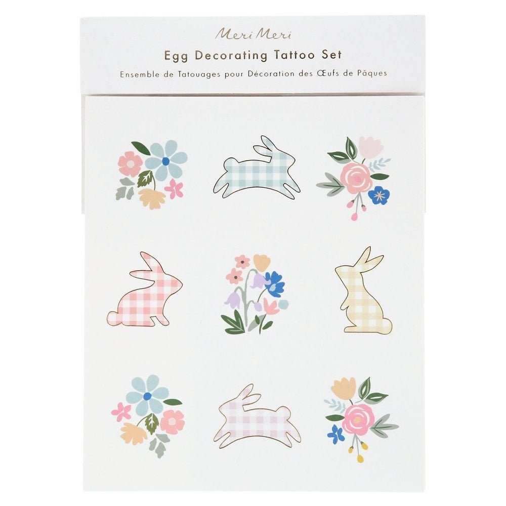 Egg Decorating Tattoo Kit, Includes 27 Bunny & Spring-themed tattoos for Decorating Eggs, by Meri Meri - Cohasset Party Supply