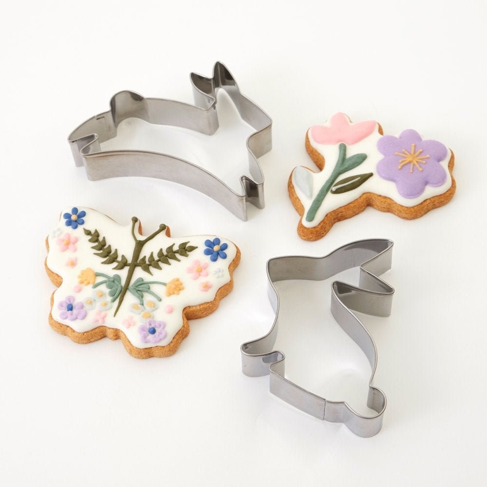 Easter Cookie Cutters, Includes 4 Meri Meri Easter Cookie Cutters in Bunny, Flower, & Butterfly Shapes, Great for Easter Parties! - Cohasset Party Supply