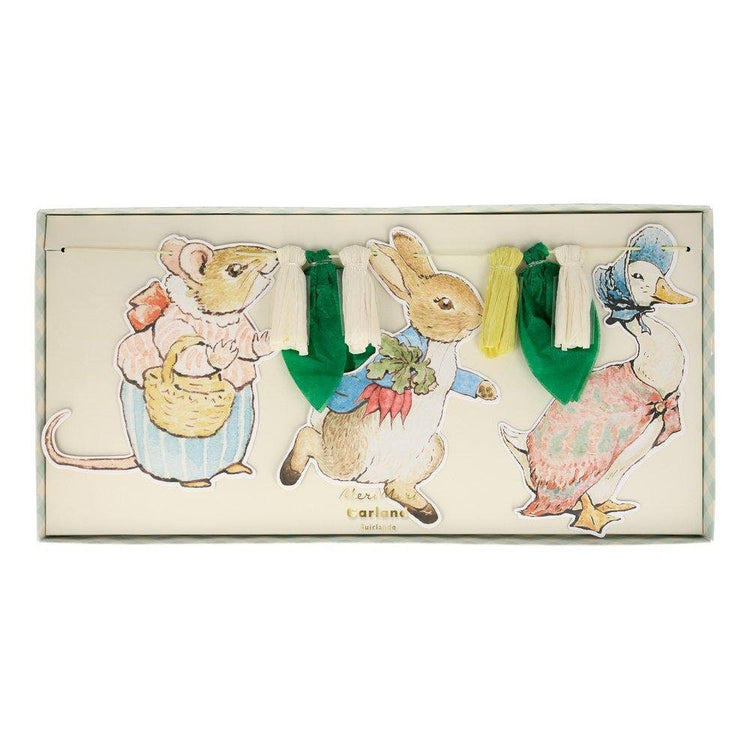 Peter Rabbit Garland, Includes 5 Peter Rabbit and Friends Characters and 6 Flower Pennants - Cohasset Party Supply