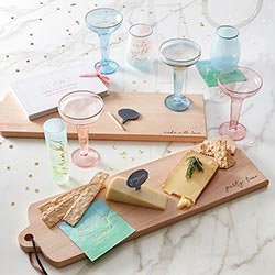Party Time Cocktail Napkins, Set of 20 Party Napkins with Gold Foil Lettering and Ombre Blue/Green Shading - Cohasset Party Supply