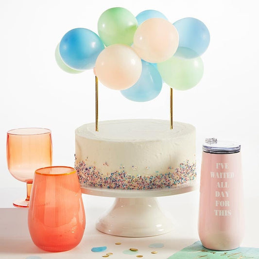 Pastel Balloon Cake Topper Kit, Cake Topper Includes 11 Mini Pastel Balloons, 6.25" x 10" H - Cohasset Party Supply