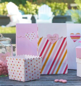 Pink and Peach Heart Thank You Sticker Seals,  Set of 24 Pink and Orange Heart Thank You Stickers,  Great To Seal Favor Bags - Cohasset Party Supply
