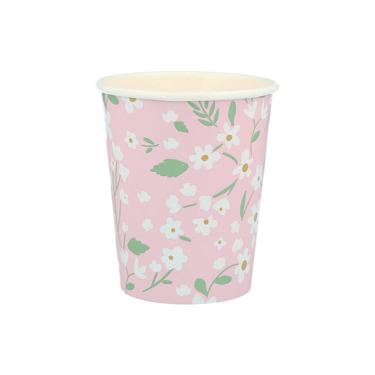 Ditsy Floral Cups, Set of 12 Large Floral Paper Cups in 4 Different Colors by Meri Meri - Cohasset Party Supply