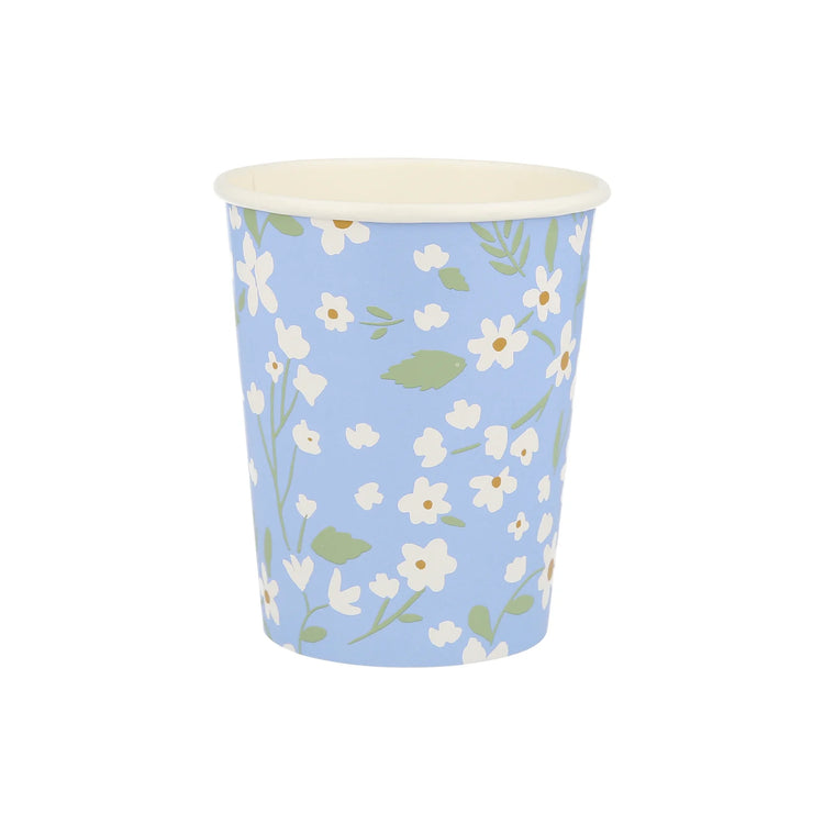 Ditsy Floral Cups, Set of 12 Large Floral Paper Cups in 4 Different Colors by Meri Meri - Cohasset Party Supply