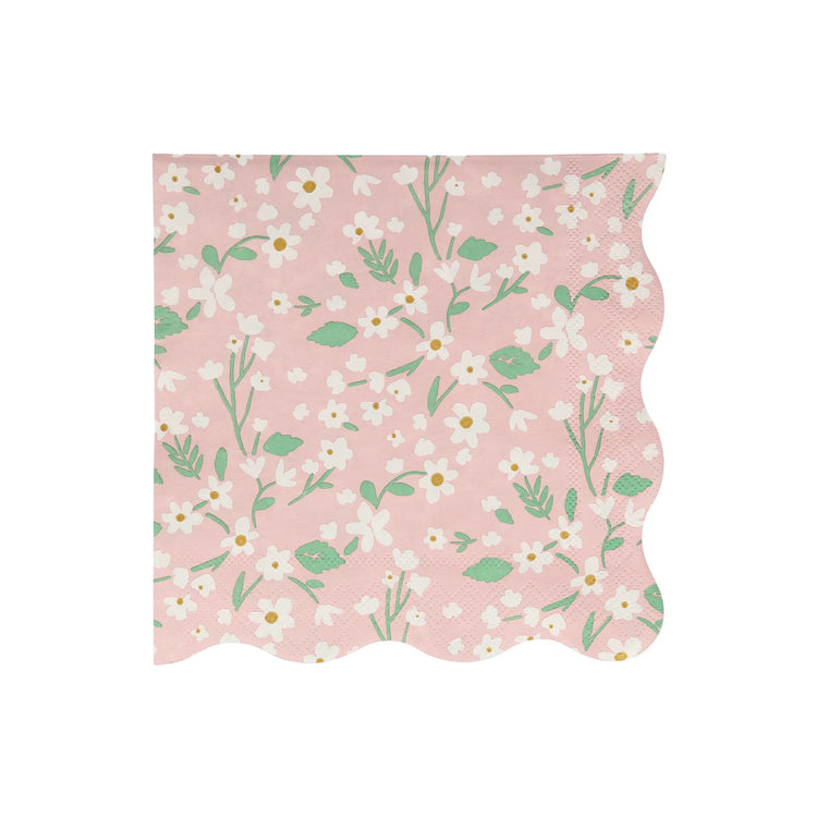 Ditsy Floral Large Napkins, Set of 20 Large Floral Paper Napkins in 4 Different Colors with Scallop Edging by Meri Meri - Cohasset Party Supply