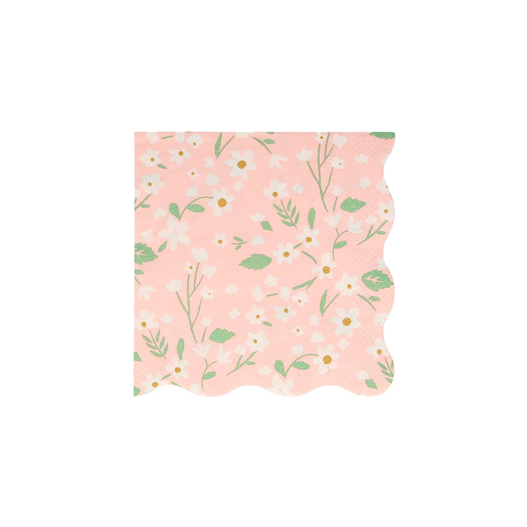 Ditsy Floral Small Napkins, Set of 20 Small Floral Paper Napkins in 4 Different Colors with Scallop Edging by Meri Meri - Cohasset Party Supply