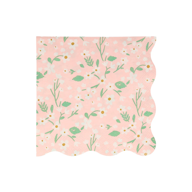 Ditsy Floral Large Napkins, Set of 20 Large Floral Paper Napkins in 4 Different Colors with Scallop Edging by Meri Meri - Cohasset Party Supply