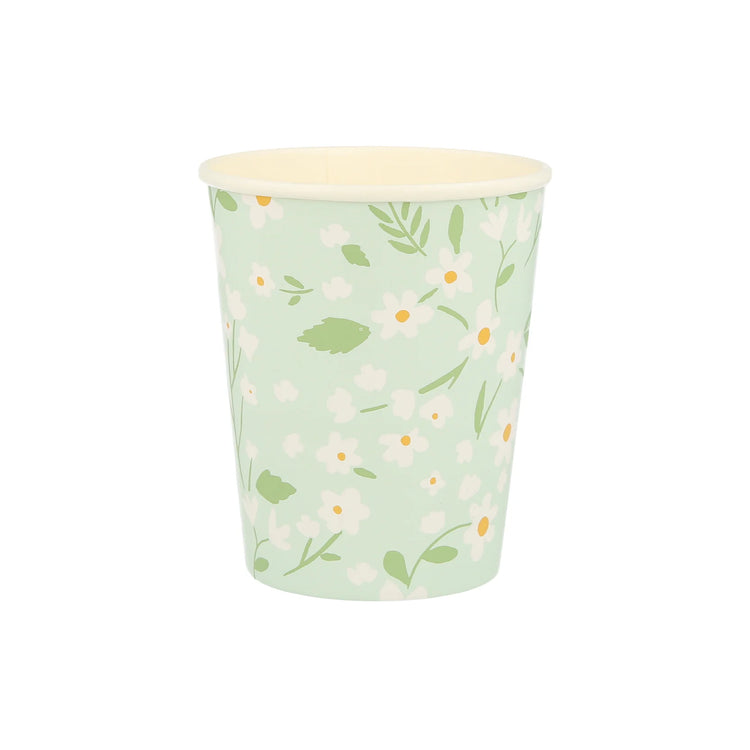 Ditsy Floral Cups, Set of 12 Large Floral Paper Cups in 4 Different Colors by Meri Meri - Cohasset Party Supply