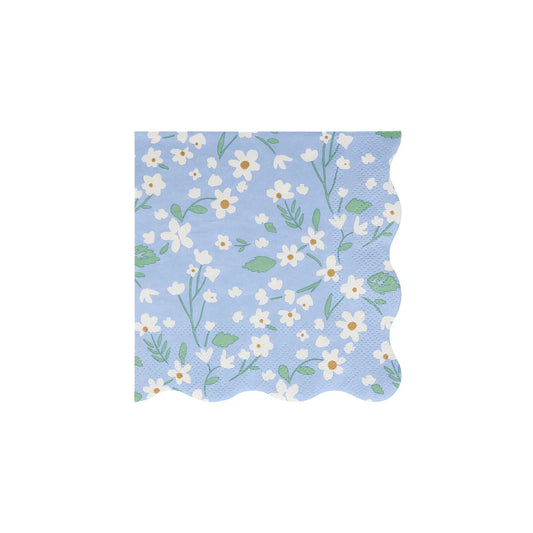 Ditsy Floral Small Napkins, Set of 20 Small Floral Paper Napkins in 4 Different Colors with Scallop Edging by Meri Meri - Cohasset Party Supply