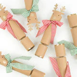 Christmas Gingham Bow Reindeer Crackers, Set of 6 Meri Meri Reindeer Crackers, Fun Christmas Party Favors and Stocking Stuffers! - Cohasset Party Supply